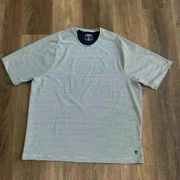 Cremieux Club 38 Performance Tee.  Men’s size XL.  Navy blue and white stripes. - Picture 1 of 6